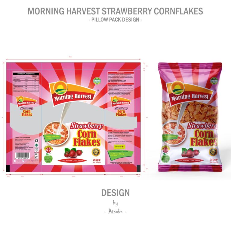 Strawberry Cornflakes Pillow Pack Design