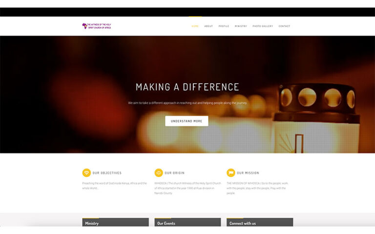 Wihosca Church website design